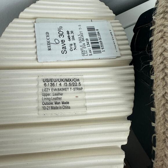 NWB Gentle Soul Womens Lizzy T-Strap Buckle Lightweight Platform Sandal Black 6M - Picture 9 of 10